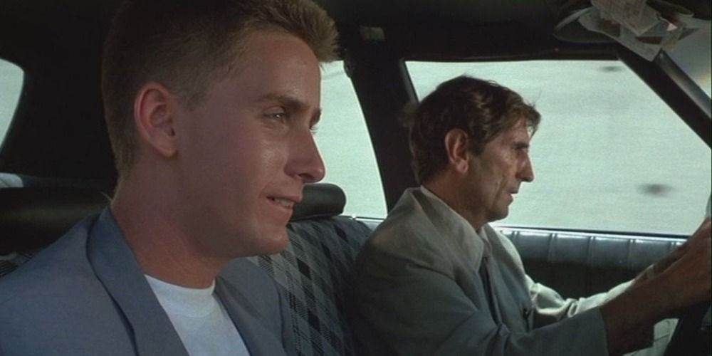Emilio Estevez and Harry Dean Stanton driving together in Repo Man 