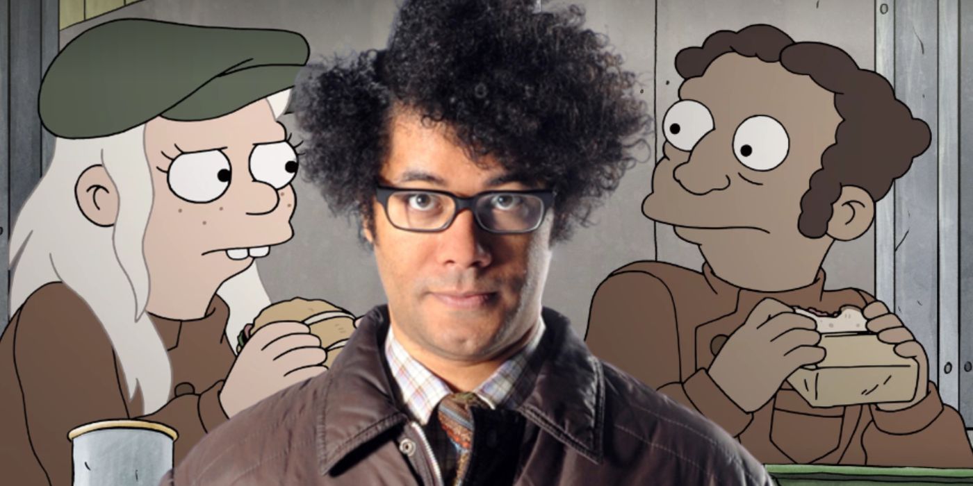 Richard Ayoade as Moss in The IT Crowd and Gordy in Disenchantment
