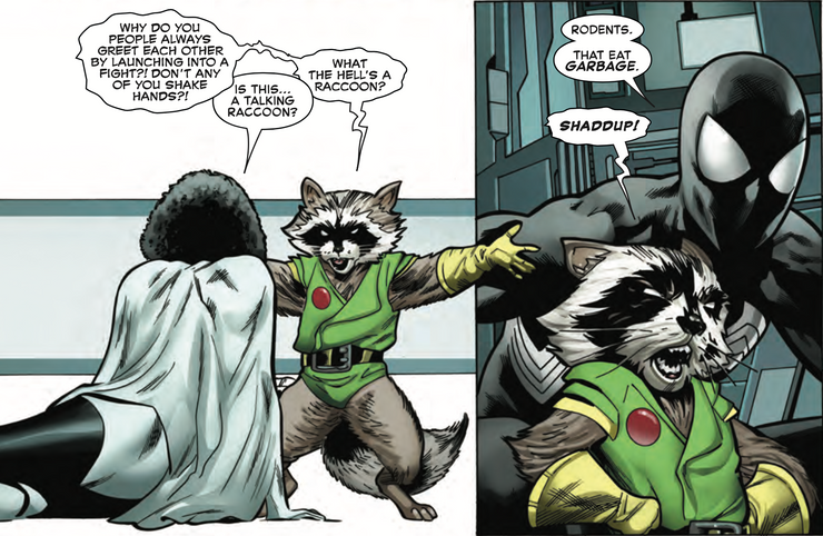 Rocket Raccoon Mocks a Classic Marvel Cliché