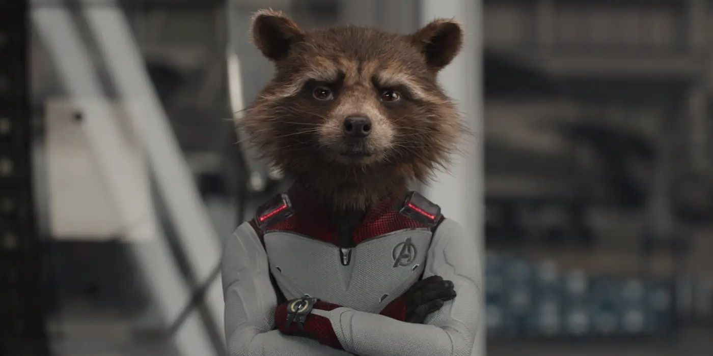 Rocket avec son costume quantique dans Avengers : Endgame