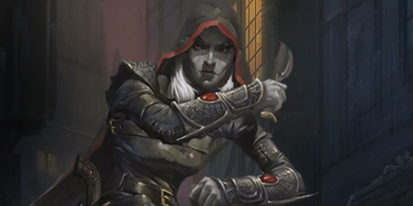 Artwork of a Rogue holding a knife in Dungeons in Dragons