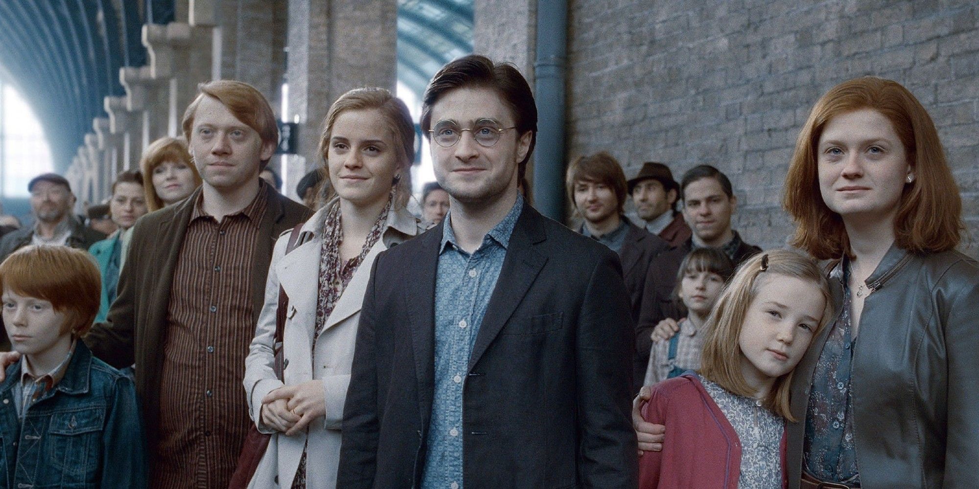 Ryan Turner, Rupert Grint, Emma Watson, Daniel Radcliffe, Daphne de Beistegui and Bonnie Wright in Harry Potter And The Deathly Hallows Part 2