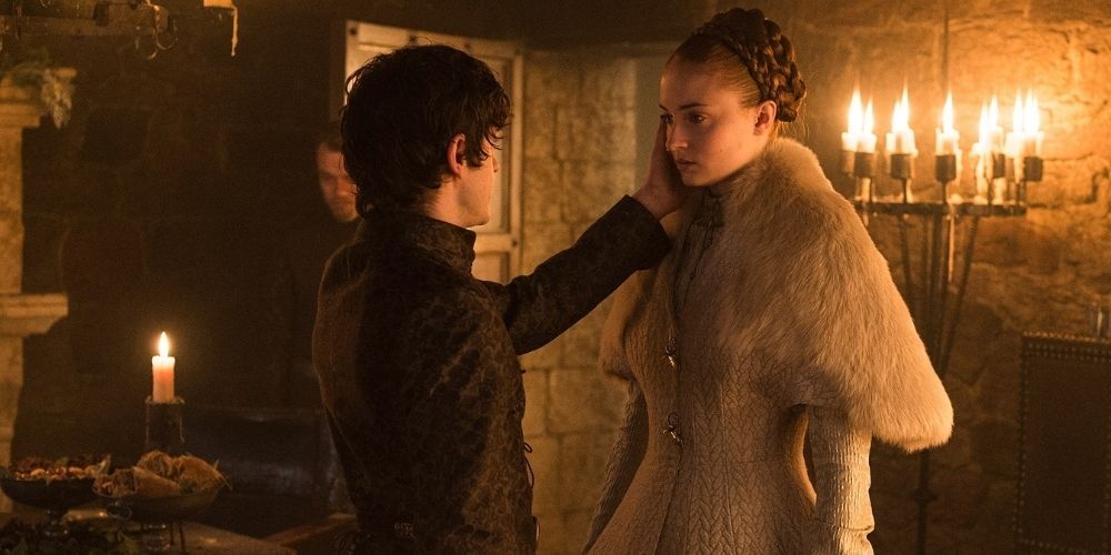 Ramsay touches Sansa's face in Game of Thrones