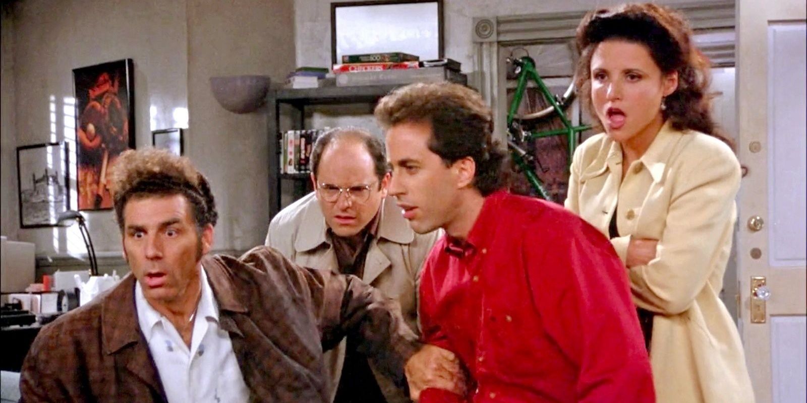 Seinfeld The Bet - characters looking at TV