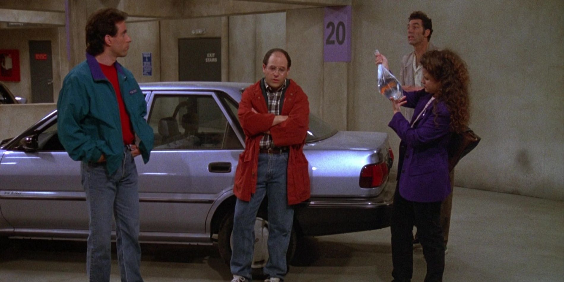 Jerry, George, Elaine, and Kramer look for their car in Seinfeld