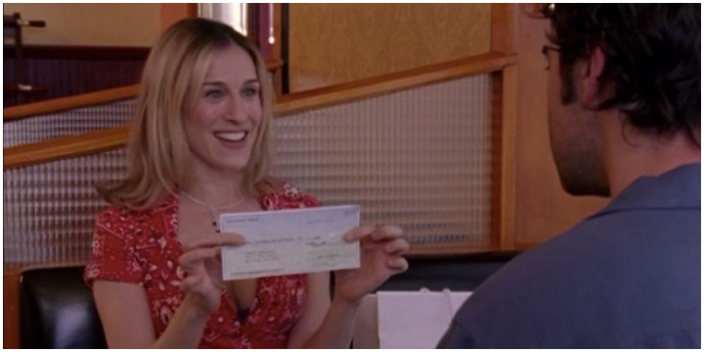 SATC Carrie with her advance cheque