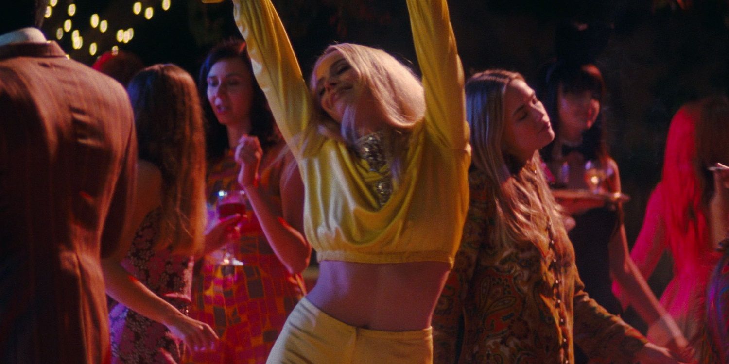 Sharon Tate dancing at the Playboy Mansion in Once Upon a Time in Hollywood