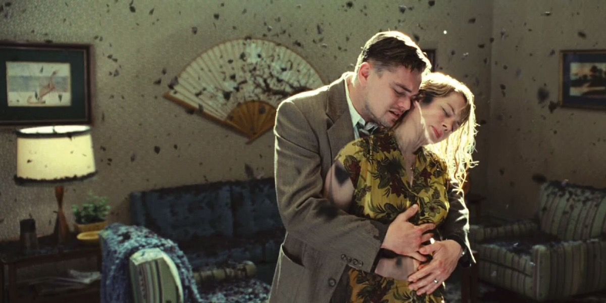 Leonardo DiCaprio embraces his dead wife MIchelle Williams in Shutter Island.
