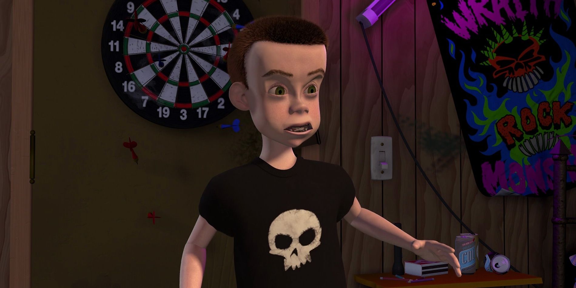 A scared Sid in Toy Story