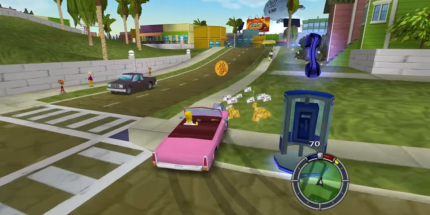 Homer cuts a corner in Simpsons Hit &amp; Run