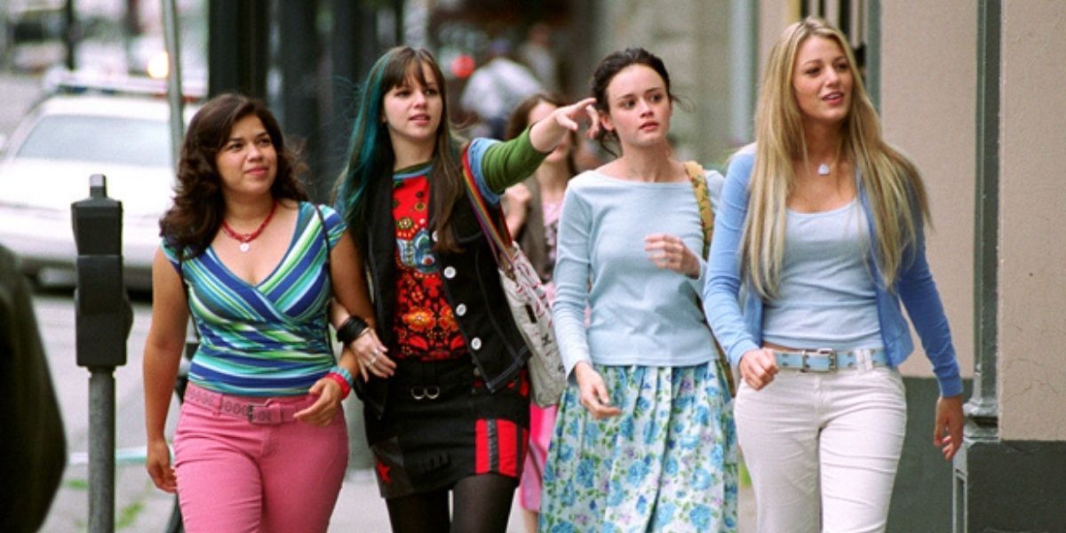 Elenco de Sisterhood Of The Traveling Pants (2005) andando nas ruas