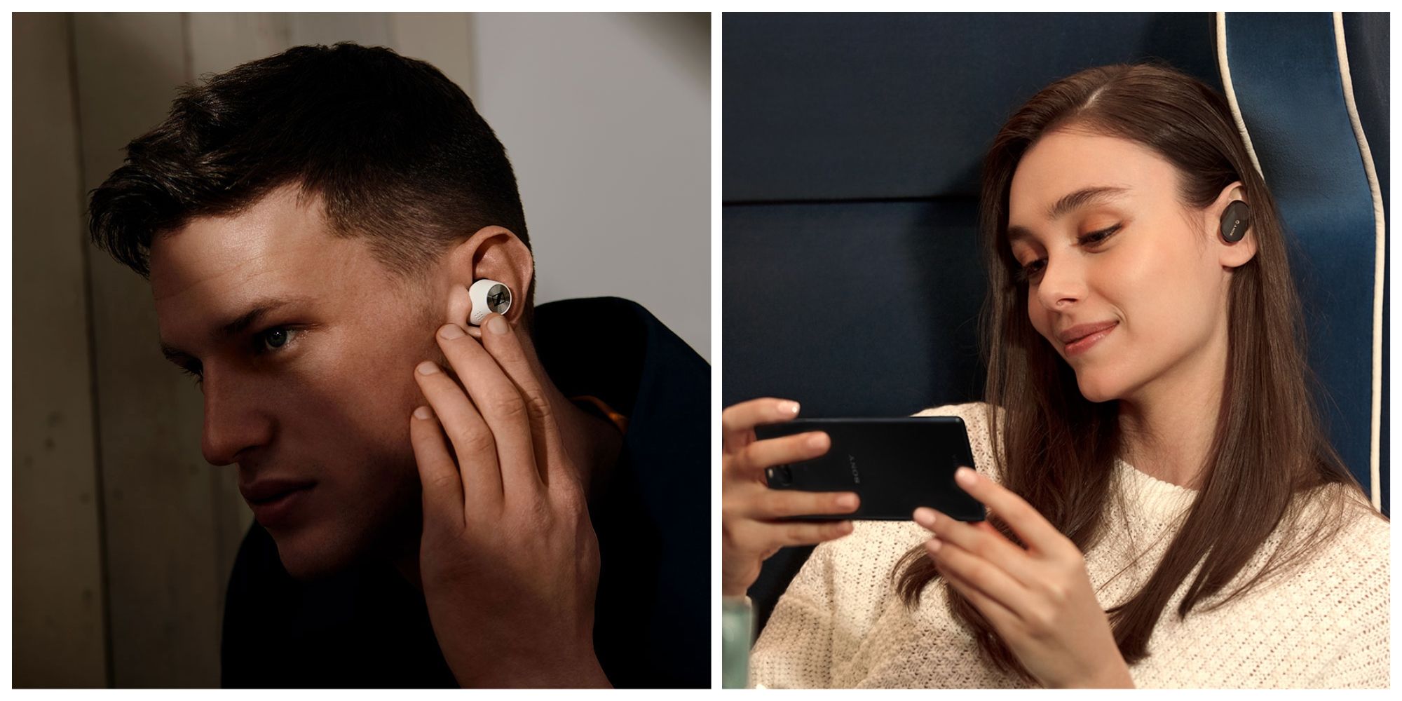 People using Sony and Sennheiser earbuds