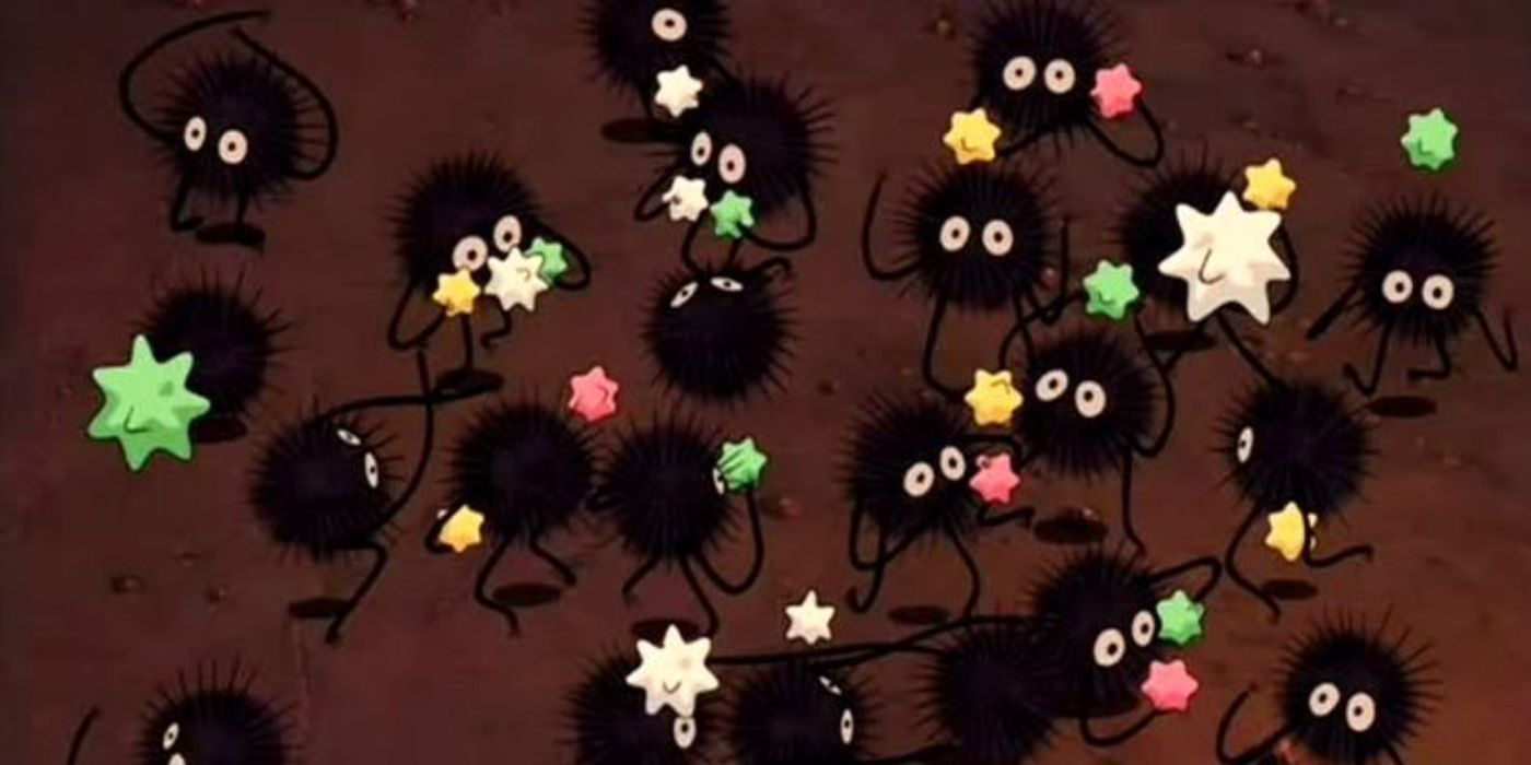 Soot sprites eating Konpeito in Spirited Away