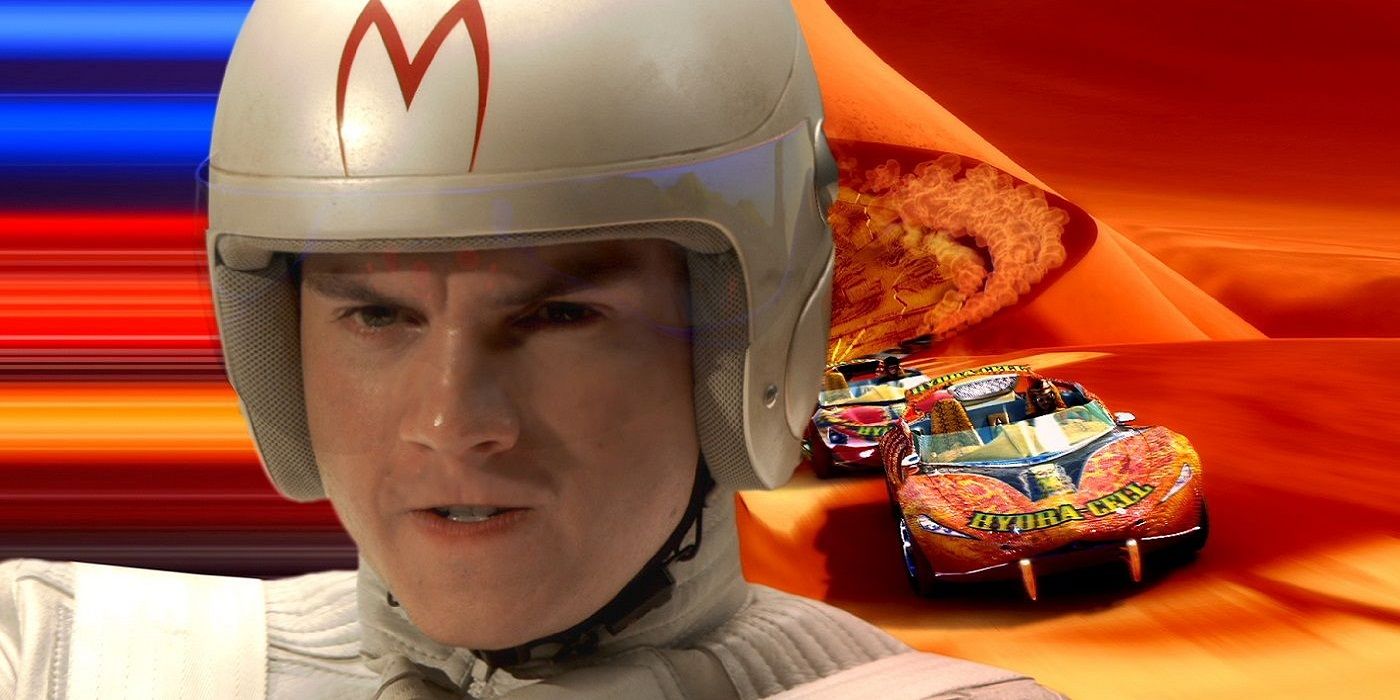 Emile Hirsch and his race car in Speed Racer.