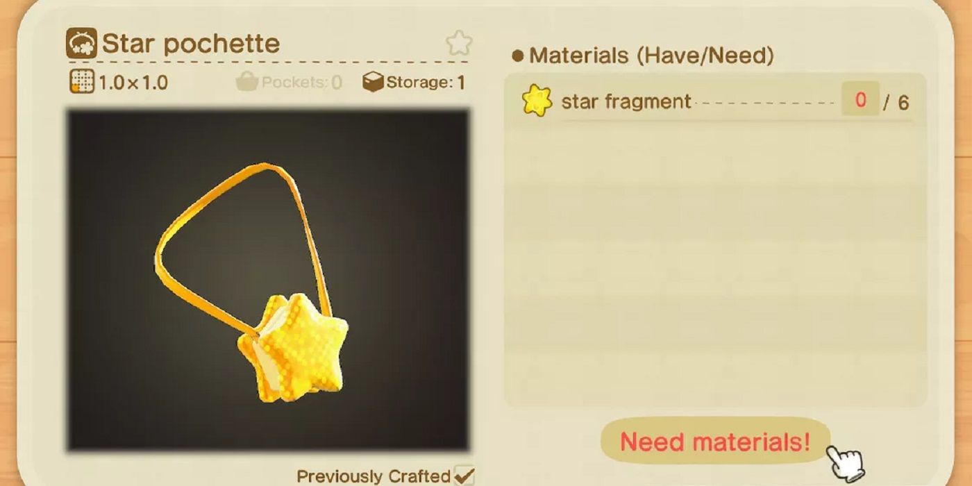 Animal Crossing: All Star Fragment Recipes