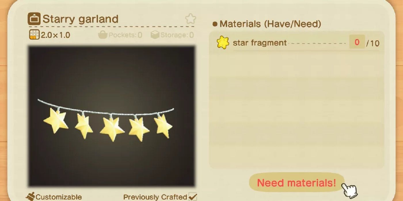 Animal Crossing: All Star Fragment Recipes