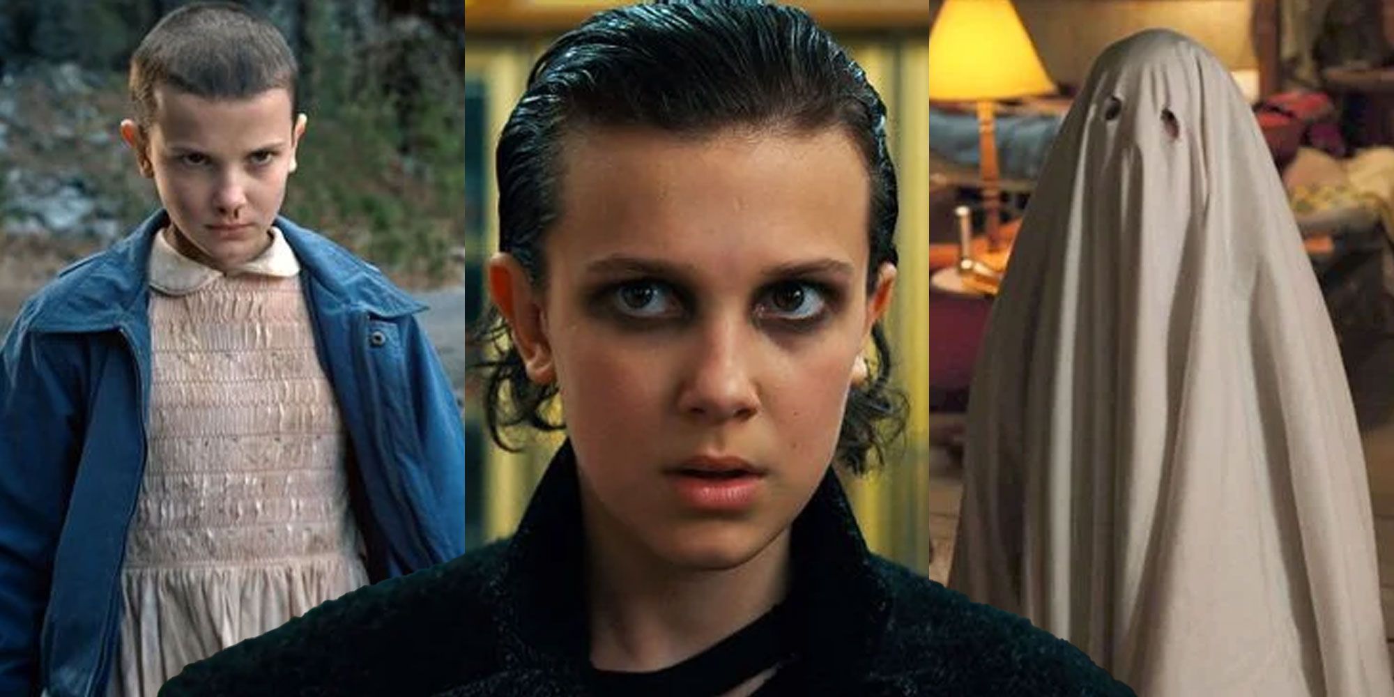 A blended image features Eleven in Stranger Things