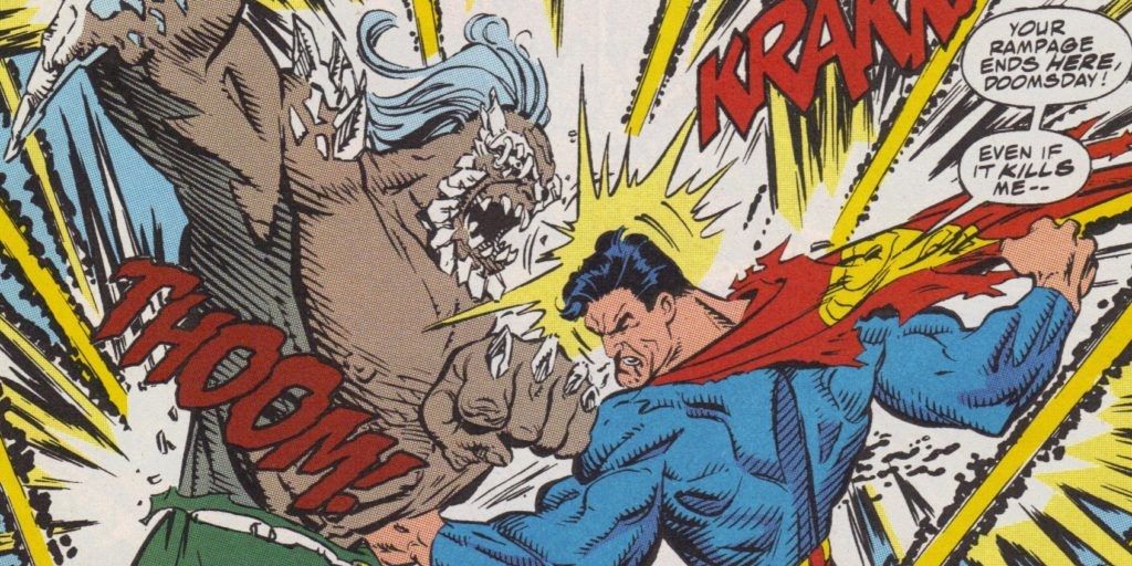Superman fighting Doomsday in The Death of Superman
