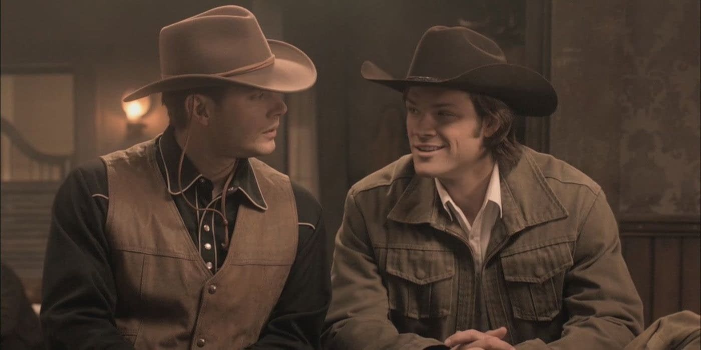 Dean and Sam in cowboy hats in Supernatural