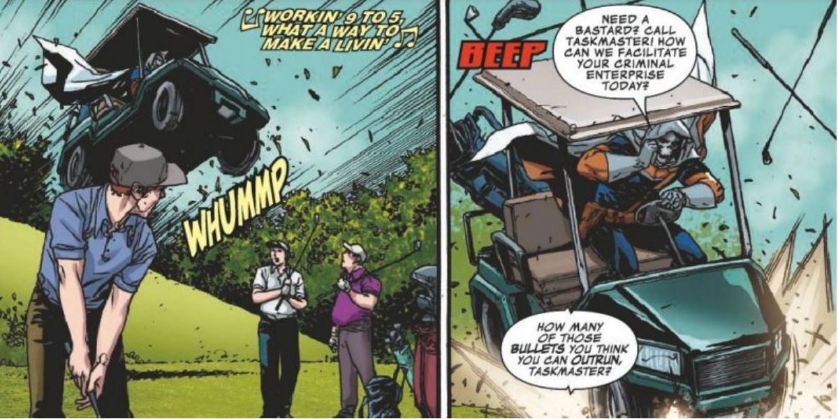 Taskmaster comic 2020 driving a golf cart