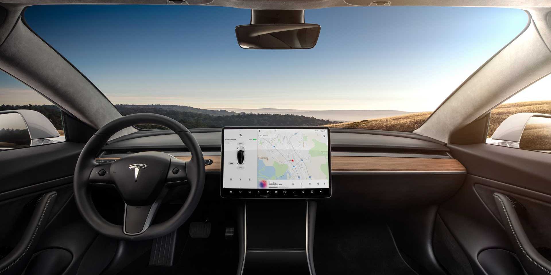 Tesla Model 3 interior dashboard with display