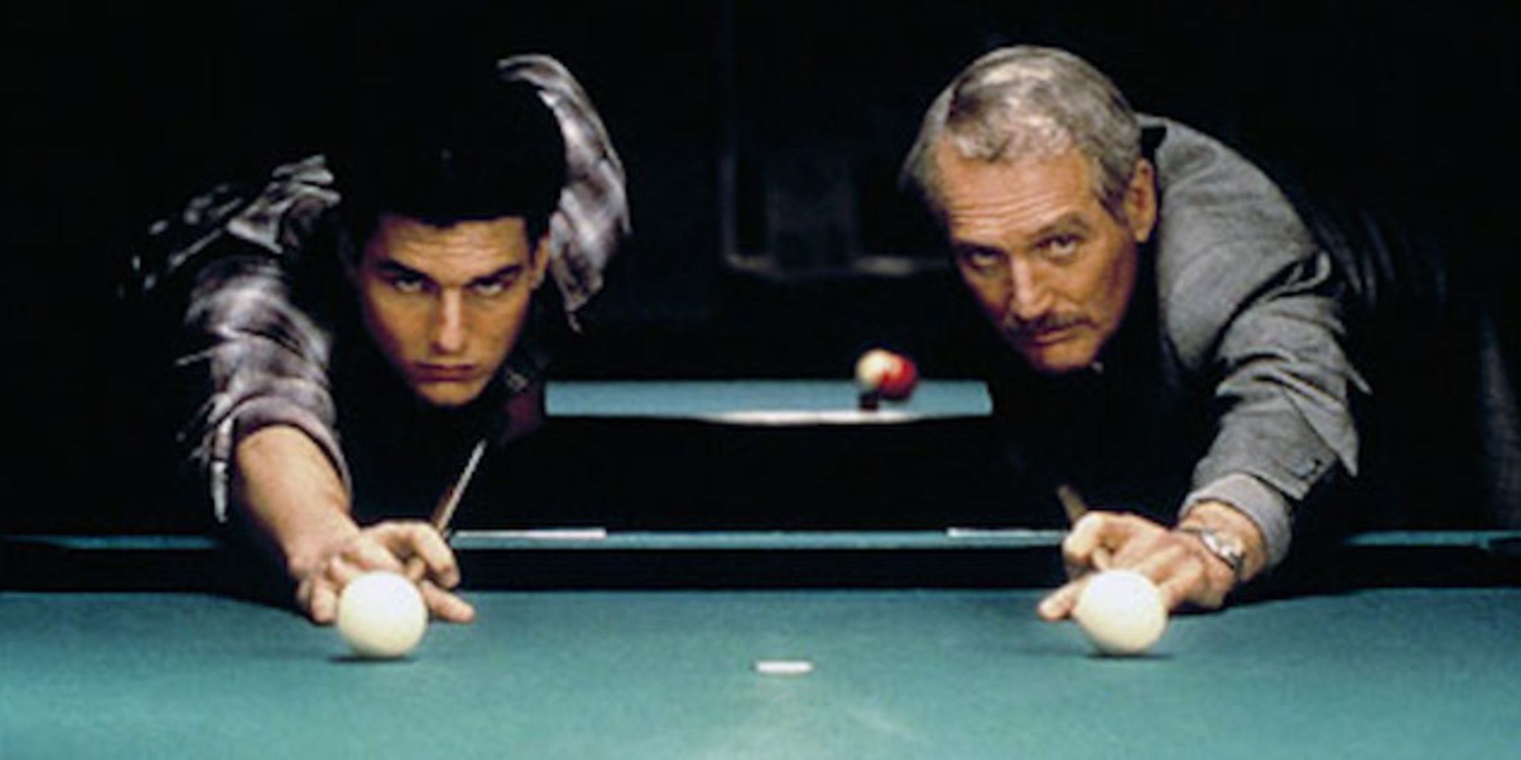 Vincent and Eddie do trick shots on a ppol table in The Color of Money