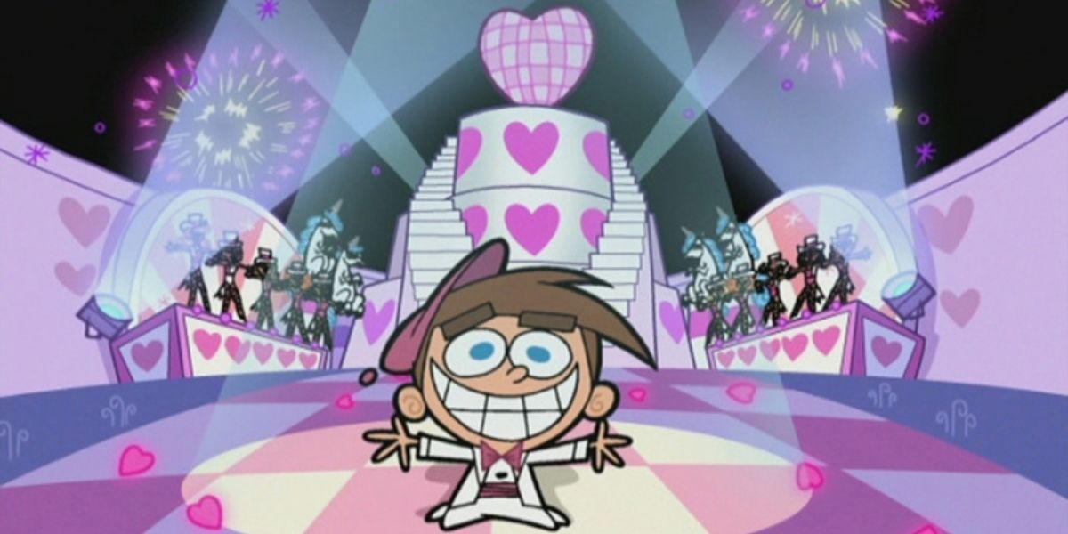 Timmy Turner dancing under a heart disco ball