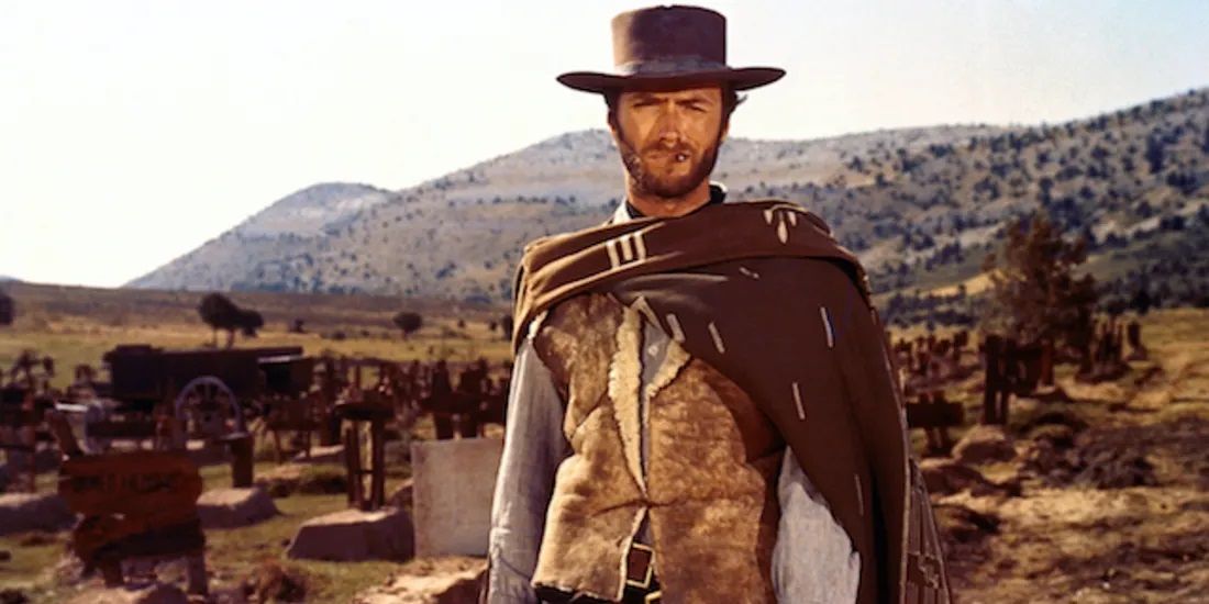 Clint Eastwood standing in the desert in The Good the Bad and the Ugly.