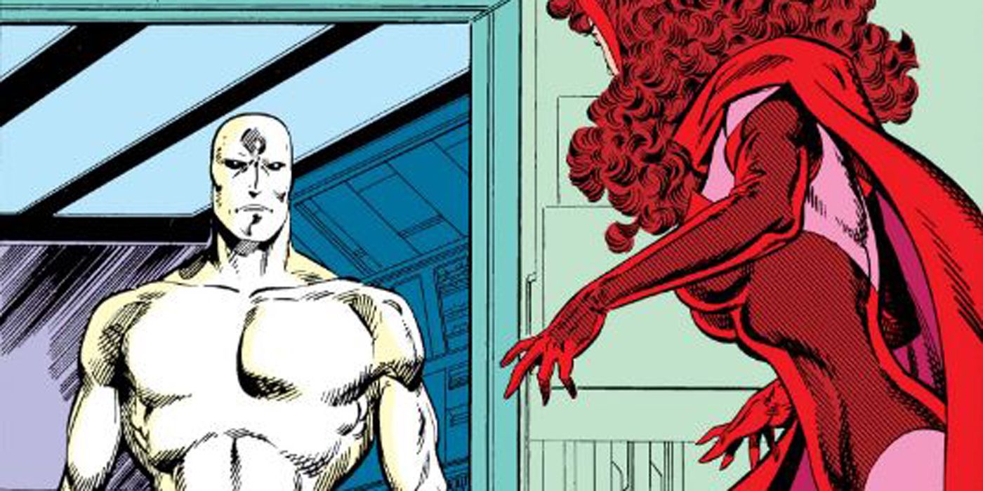 The Scarlet Witch meets The White Vision in Marvel Comics.