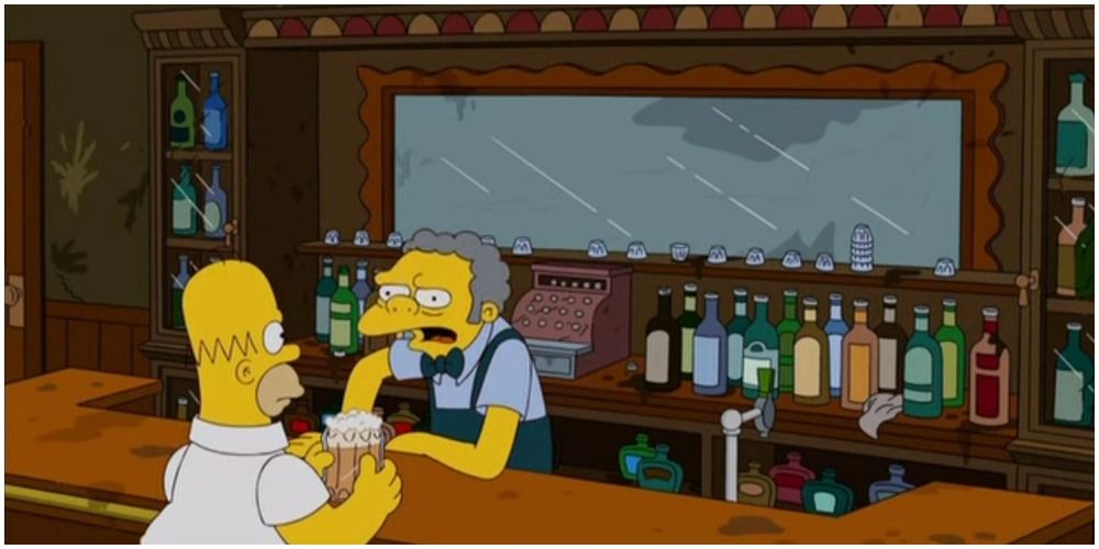 Homer orders a drink from Moe