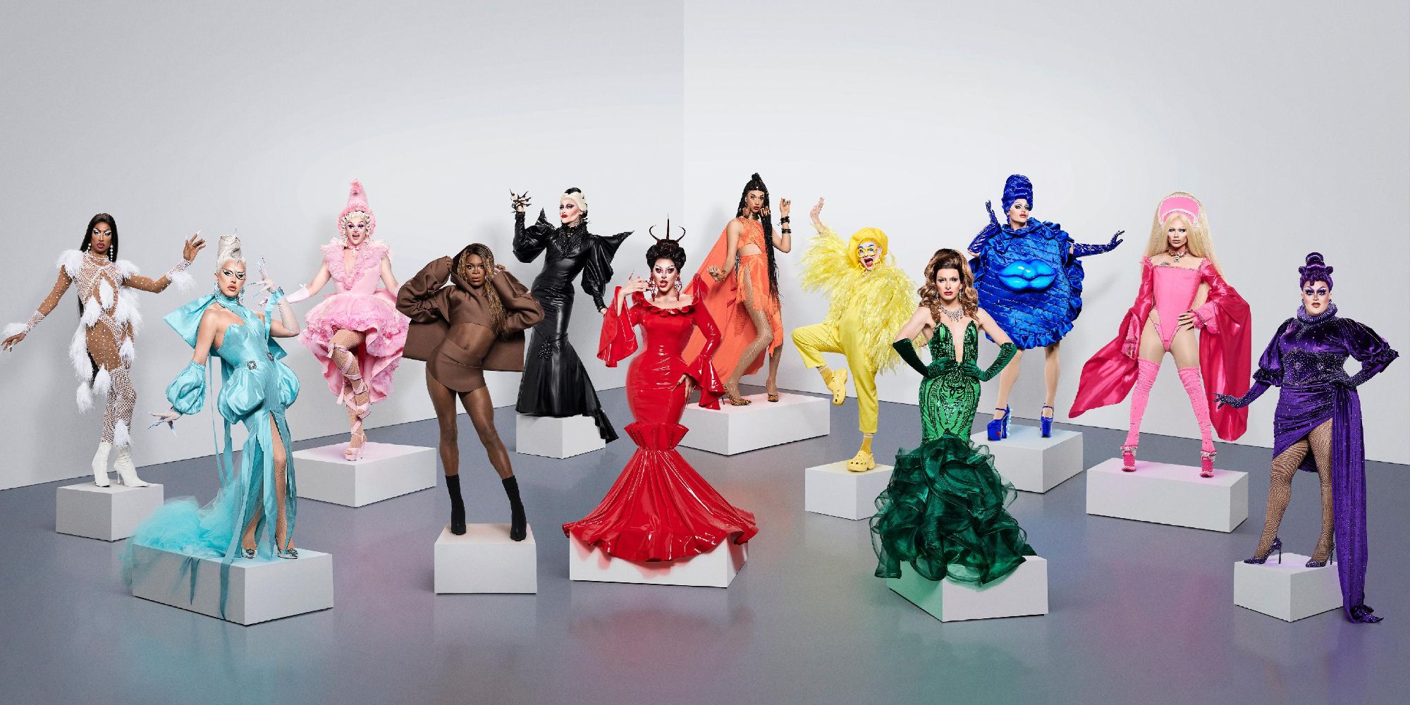 The cast of RuPauls Drag Race UK season 2 white background