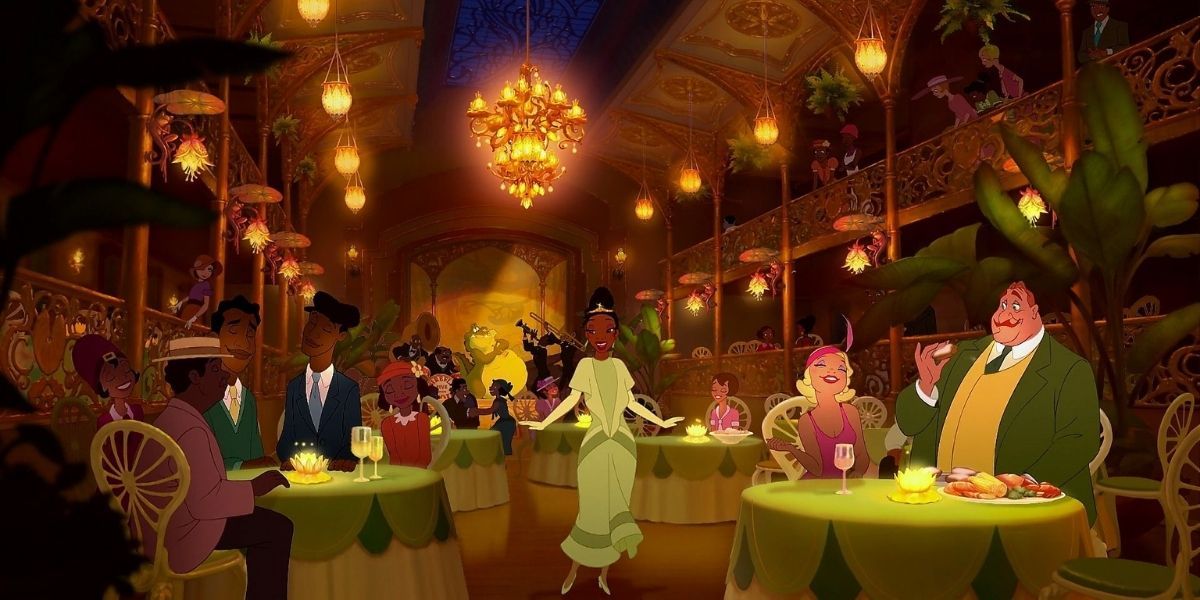 Tiana working at Tiana's Palace in Princess and the frog