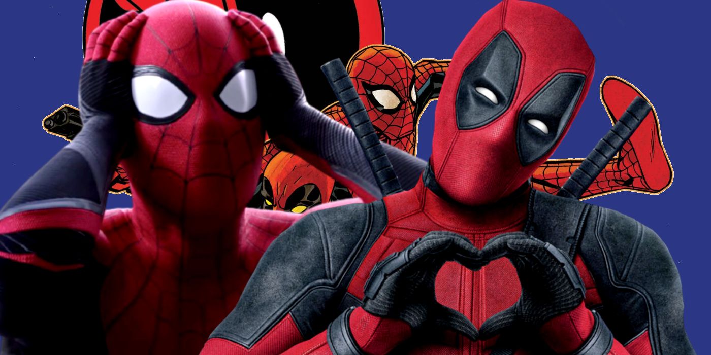 Tom Holland as Spider-Man and Ryan Reynolds as Deadpool with Marvel Comics