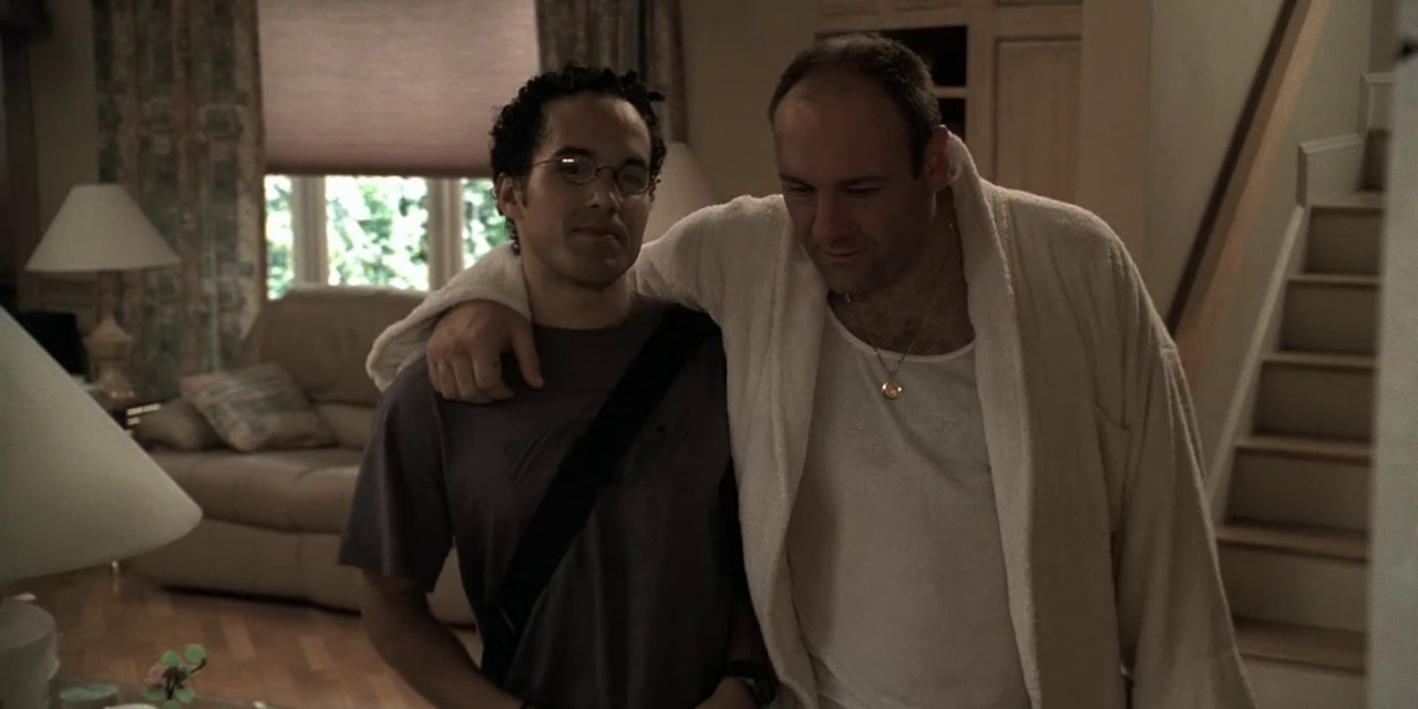 Tony Soprano with his arms around Noah