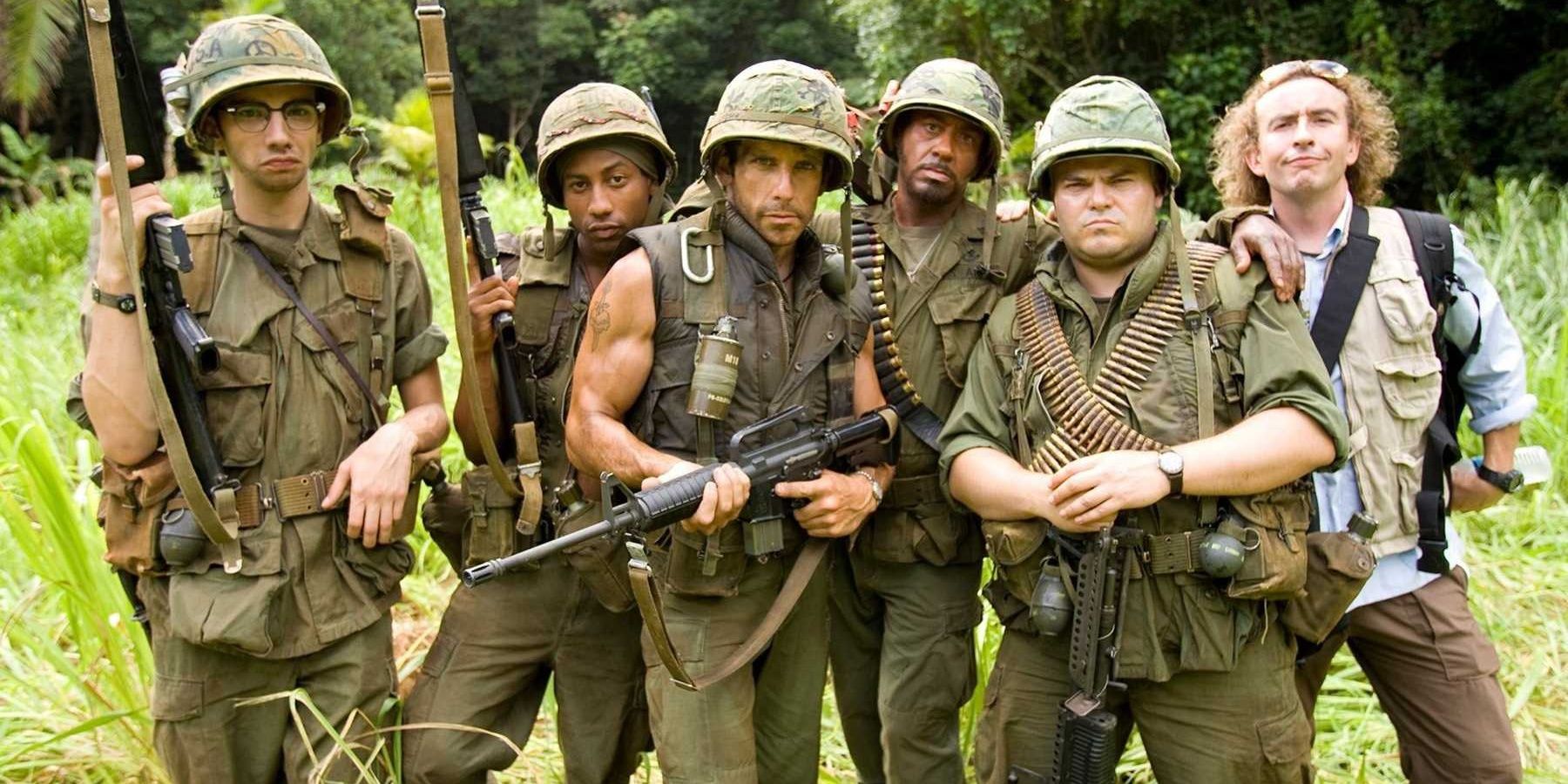 The group of actors posing as military men in Tropic Thunder