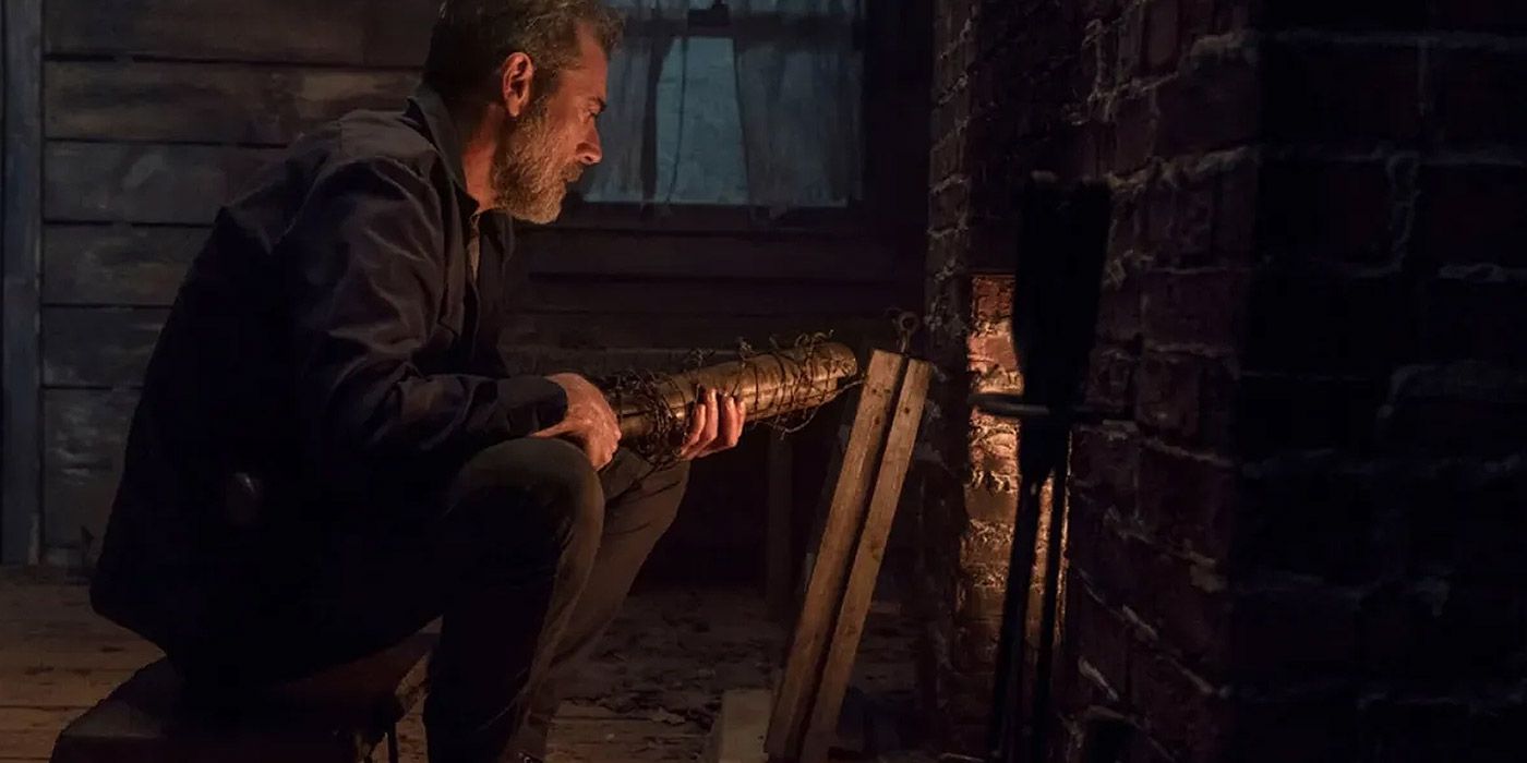 Negan prepares to burn his bat in The Walking Dead