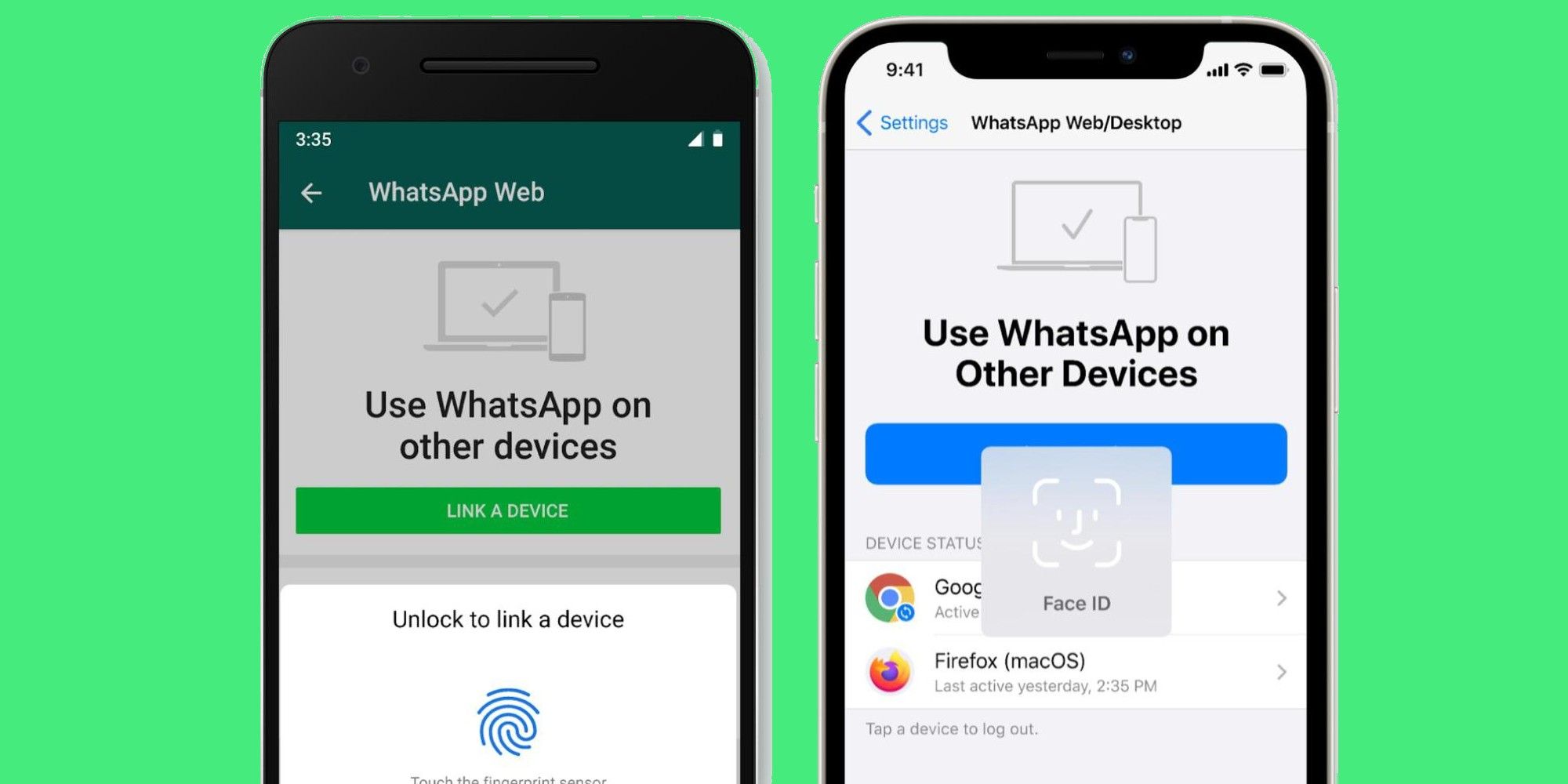 WhatsApp Face and Fingerprint