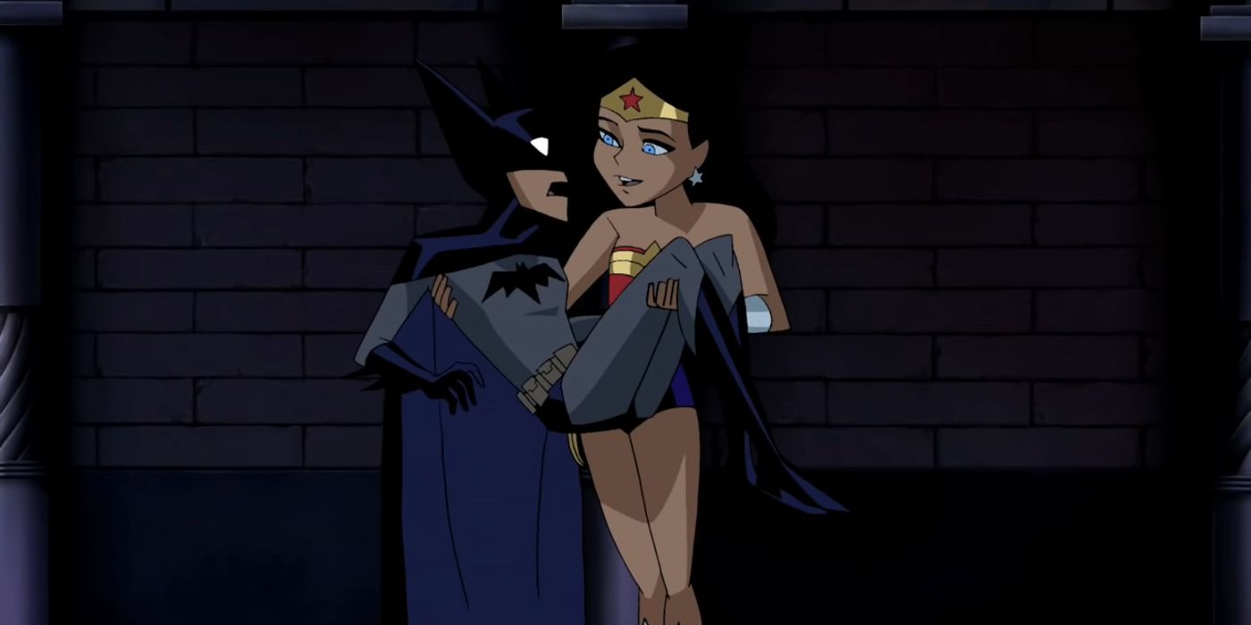 Moça-Maravilha Segurando Batboy em Justice League Unlimited