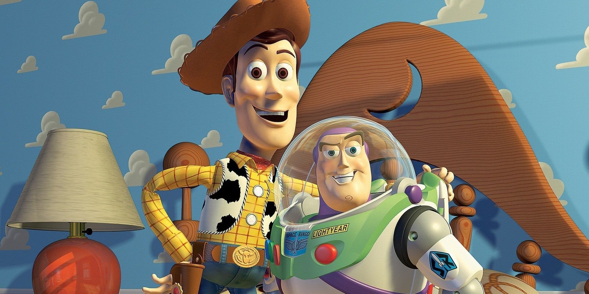 Woody hugging Buzz in Toy Story
