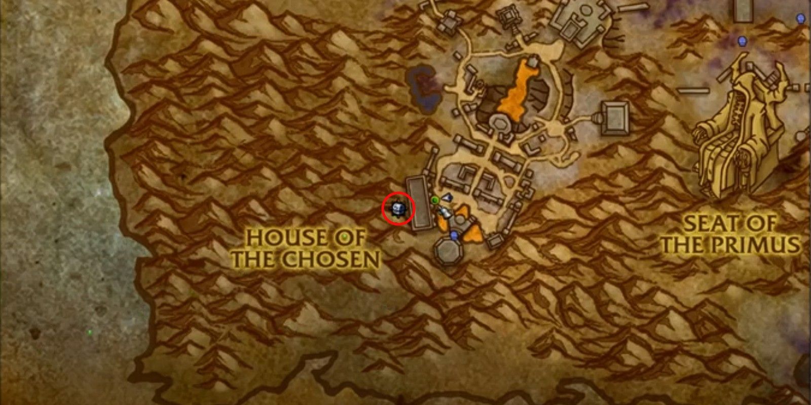 The third possible spawn location for the Bonebound Chest on the map in World of Warcraft: Shadowlands