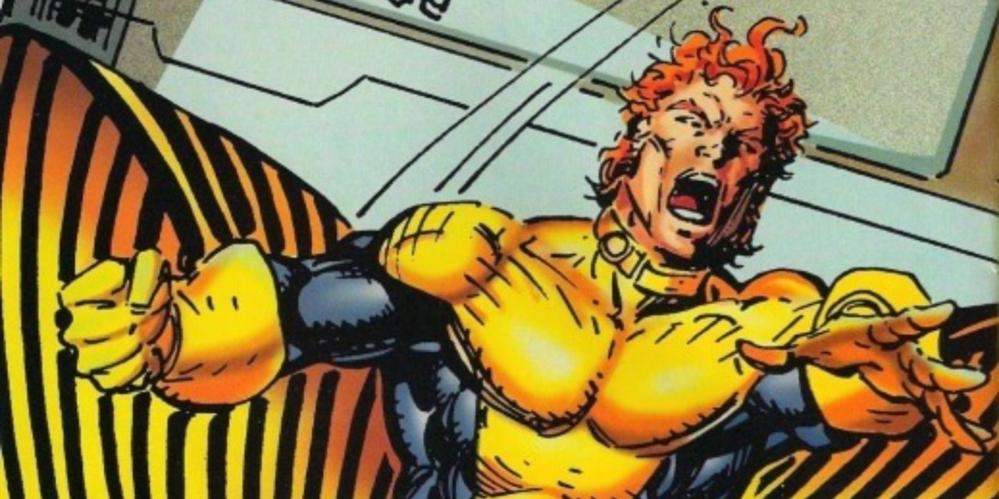 Banshee flies through the air in Marvel Comics.