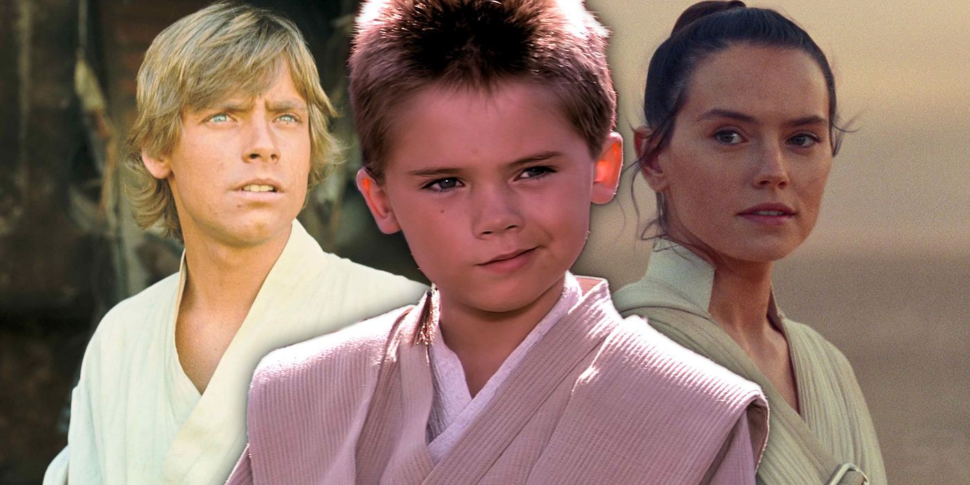 Young Anakin, Luke Skywalker, and Rey