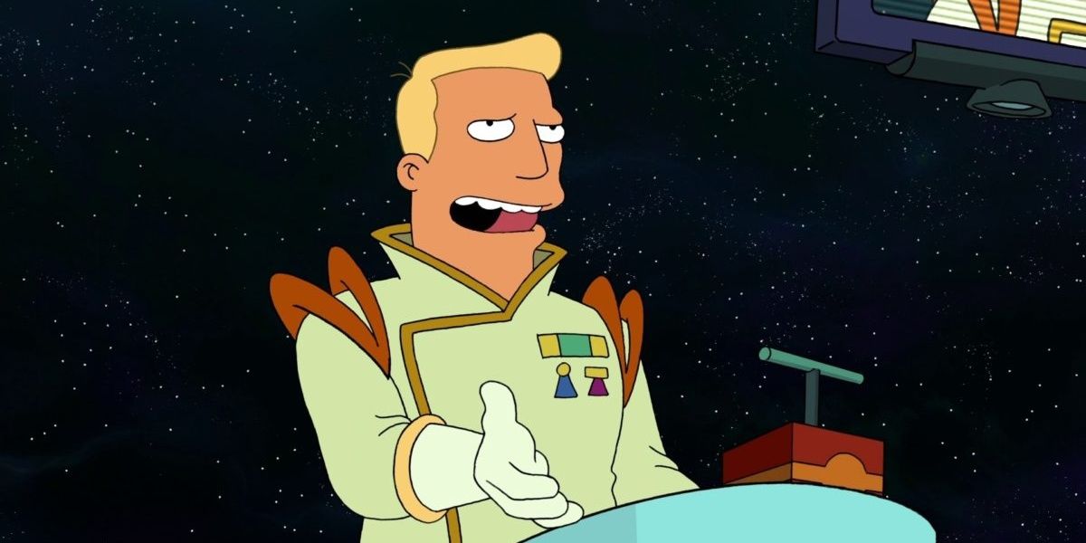 Zap Brannigan gives a speech on his Starship Enterprise-like ship