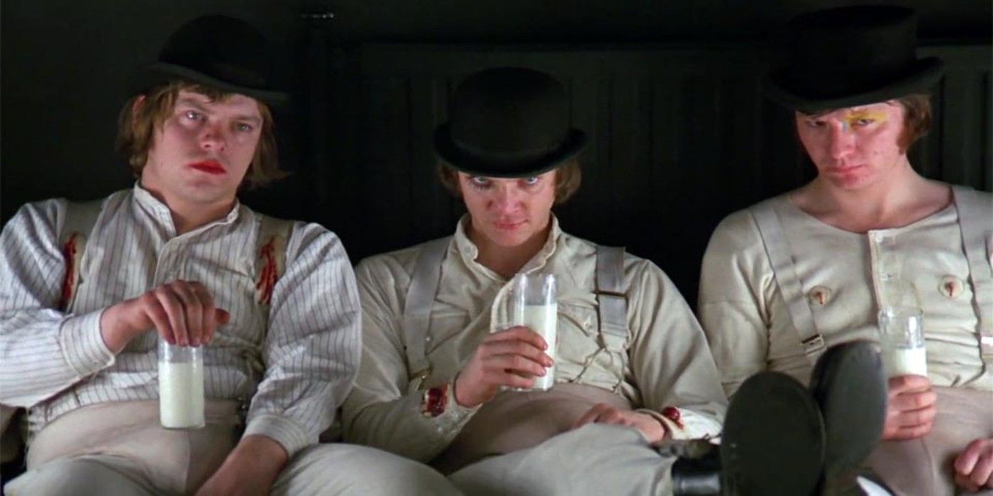Alex DeLarge and his droogs in A Clockwork Orange