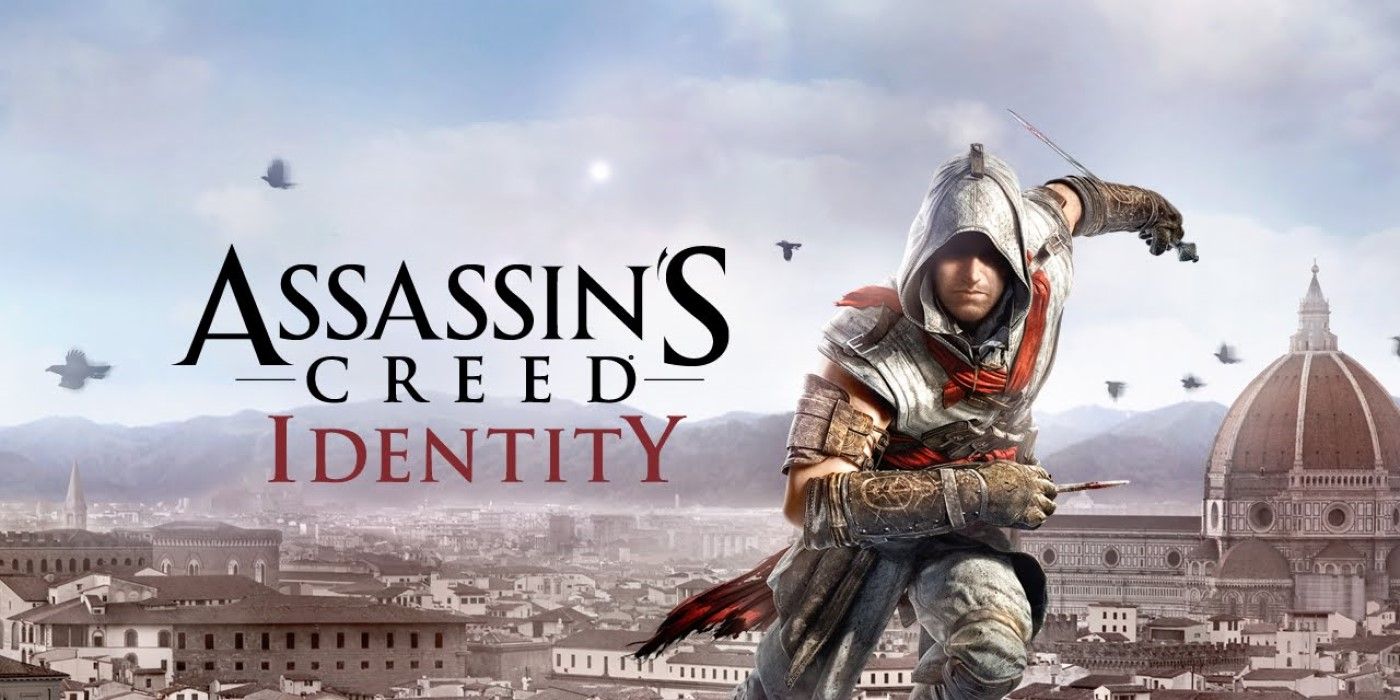 Cover of Assassin's Creed Identity with an Assassin running in front of a backdrop of Italy.