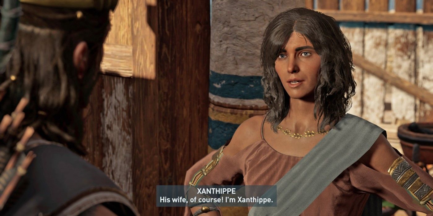 Xanthippe from AC Odyssey talking to the player