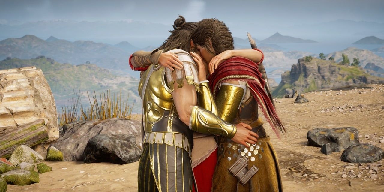 Alexios and Kassandra embrace