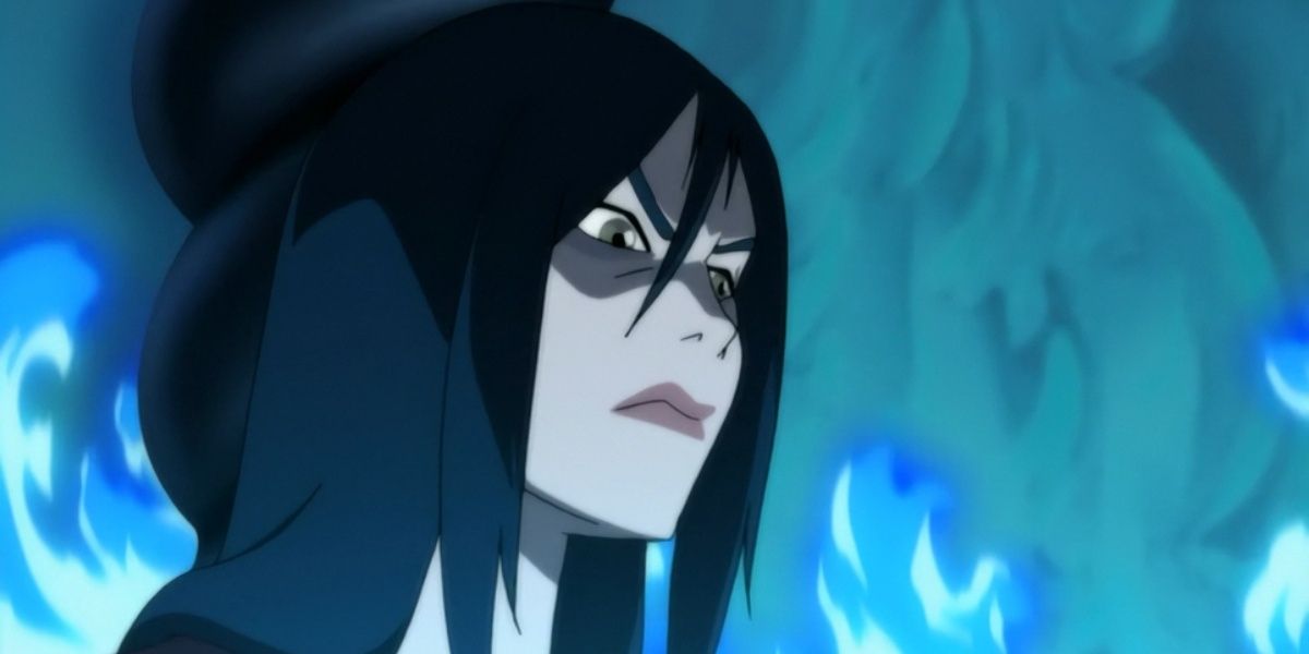 Azula surrounded by blue flame in Avatar: The Last Airbender