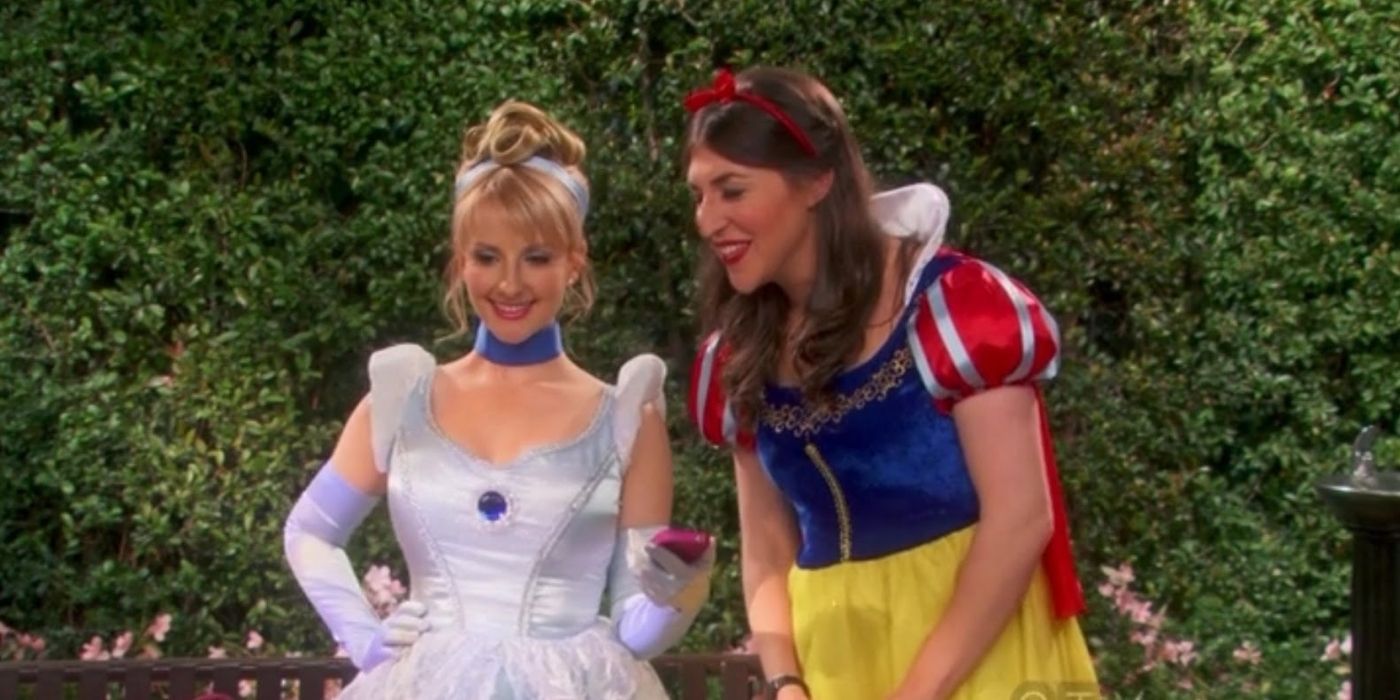 Bernadette and Amy dressed as Cinderella and Snow White in The Big Bang Theory