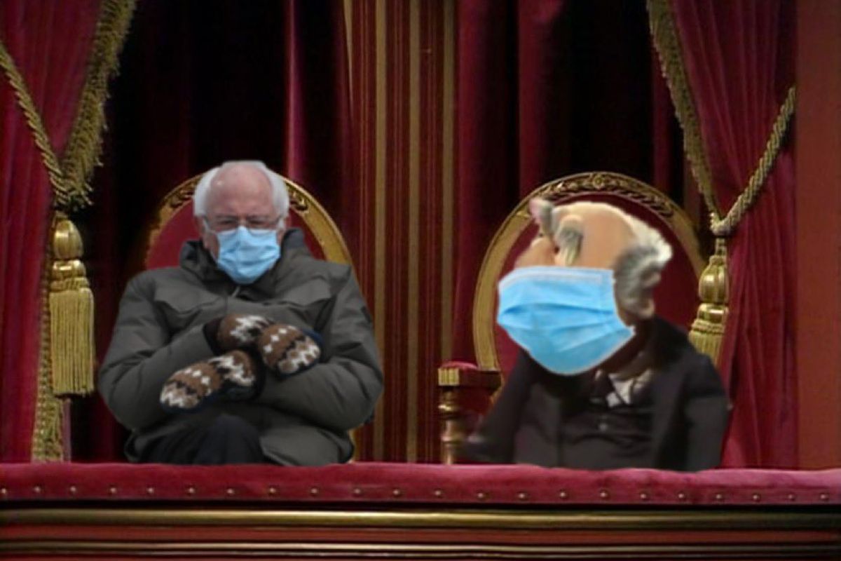Bernie Sanders and Statler the muppets